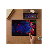 Fraktal Desen Mavi Kırmızı Tonları Tasarımı 240 parça Ahşap Puzzle Ahşap Kutuda MP00219