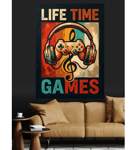 Life Time Games Retro Poster Dekoratif Kanvas - Mdf Ahşap Tablo