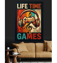 Life Time Games Retro Poster Dekoratif Kanvas - Mdf Ahşap Tablo