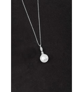 925 Ayar Gümüş Elegance Küre İnci Kolye (Rodyum)