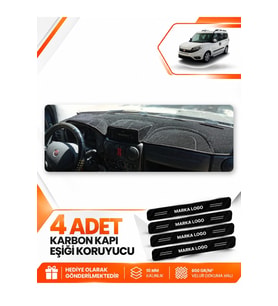 FİAT DOBLO (2007-2015) AİRBAGLİ KÜÇÜK EKRAN Uyumlu Ön Torpido Koruma Kılıfı Halısı - Siyah