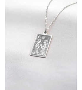 Kişiye Özel İkizler Burcu Tarot Kart Kolye 925K Gümüş