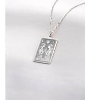 Kişiye Özel İkizler Burcu Tarot Kart Kolye 925K Gümüş