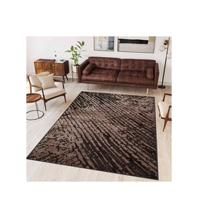 Rovigo Home Dijital Baskı Yıkanabilir Kaymaz Taban Salon Halısı  RVG1702 (Kahverengi)