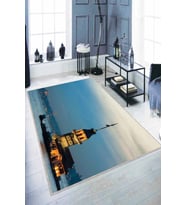 Mavi İstanbul Kız Kulesi Kaymaz Tabanlı Dekoratif Halı RV334 - 100 x 160 cm