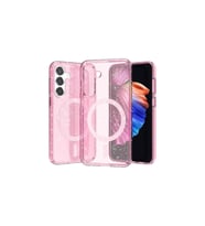 Samsung Galaxy S23 FE Uyumlu Kılıf M-safe Şarj Özellikli Parlayan Simli Saydam Renkli Zore Allstar Kapak (Pembe)