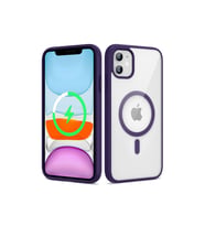 Apple iPhone 11 Uyumlu Kılıf M-safe Wireless Şarj Özellikli Silikon Zore Ege Kapak (Koyu Mor)