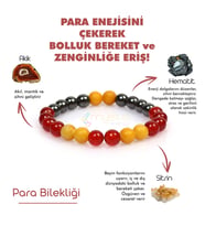 Mystic Energy Para,Bereket ve Zenginlik Doğal Taş Tılsım Bilekliği (Hematit,Sitrin,Akik Taşı Doğaltaş Bileklik)