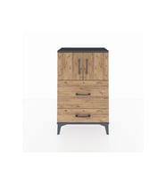Arges Komodin Tek Raflı 2 Çekmeceli 2 Kapaklı 60x30x96 Antrasit-Çam