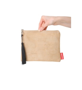 Baghashtag Siyah Püsküllü Jüt Clutch Bez Çanta (Kahverengi)
