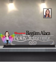 Kişiye Özel Melek Anne Karikatürlü Kolay Yetişmiyor Ahşap Biblo Model-5