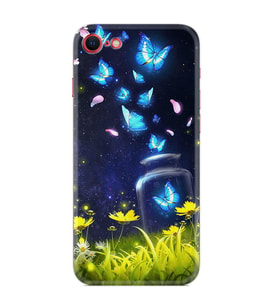 Apple iPhone 5 6 7 8 Plus Se XR Kılıf Desemli Silikon Neon Butterflys 1309