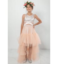Taş Baskı Detaylı Tül Abiye Somon MDV340