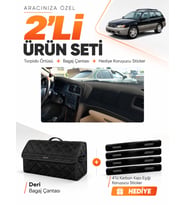 SUBARU OUTBACK (1998-2003) Uyumlu Torpido Örtüsü + Deri Bagaj Çantası + Sticker Seti - Siyah