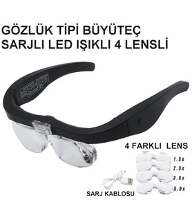 - Şarjlı gözlük Büyüteç  4 Farklı Lens -11537dc