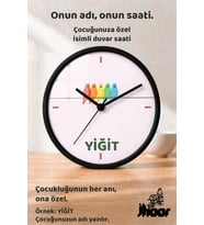 İsme Özel Renkli Kuşlar Çocuk Odası Duvar Saati Orta Boy 30 cm Siyah Camlı Sessiz
