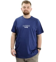 Mode XL Battal Beden Erkek Tişört Bisiklet Yaka Baskılı OUT SIDE U24041 İndigo