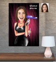 Kişiye Özel Karikatür Baskılı Ahşap Tablo Kuaför Kadın-3 30x40
