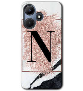 İnfinix Hot 30i Kılıf HD Desen Baskılı Kılıf - Pembe Mermer Desenli N Harfi