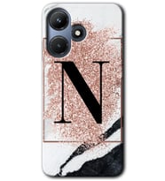 İnfinix Hot 30i Kılıf HD Desen Baskılı Kılıf - Pembe Mermer Desenli N Harfi
