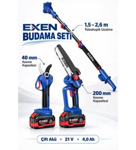 EXEN ENG 604 SET + ENG 680 TS Şarjlı Bahçe Seti (Teleskopik Uzatma Dahil)