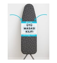 Ütü Masası Kılıfı Örtüsü Bezi, Keçeli,süngerli, Ipli Yanmaz Ayarlanabilir 50x150 Cm Gri