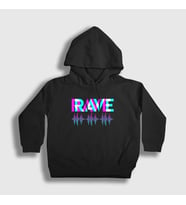 Presmono Unisex Çocuk Siyah Rave Synthesizer Techno Music Kapüşonlu Sweatshirt 544841tt
