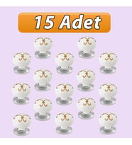 15 Adet Defne Altın Çizgili Beyaz Polimer Düğme Kulp Krom Tablalı Mobilya Mutfak Dolabı Çekmece Kulbu Kulpları