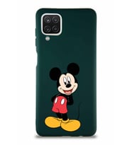 Samsung Galaxy A12 Soft Premier Kapak Mickey Mouse-B Tasarımlı Silikon Kılıf - Yeşil (Şeffaf)