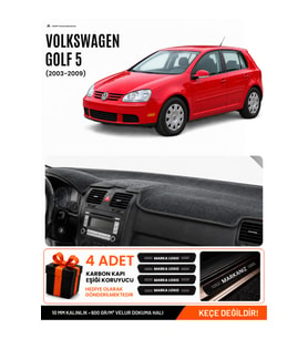 VOLKSWAGEN GOLF 5 (2003-2009) Uyumlu Torpido Örtüsü Torpido Kılıfı - Siyah