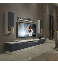 Decoraktiv Trendstyle 270DA Mdf Tv Ünitesi Tv Sehpası - Beyaz Antrasit (Beyaz - Antrasit)