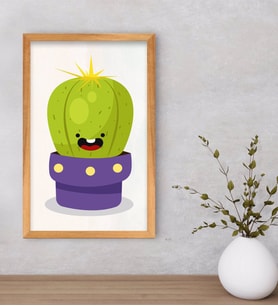 BK Gift  Kaktüs Tasarımlı Dekoratif Retro Ahşap Çerçeveli Tablo-17
