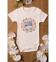 Kız Ekru Bebek Hipopotam Organik Baskılı Çıtçıtlı