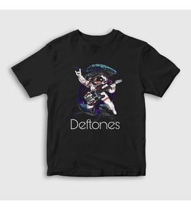 Presmono Unisex Çocuk Siyah Astronaut Deftones T-Shirt 138368tt