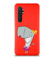 Xiaomi Mi Note 10 Lite Soft Premier Kapak Pearl Yengeç Tasarımlı Silikon Kılıf - Kırmızı (Şeffaf)