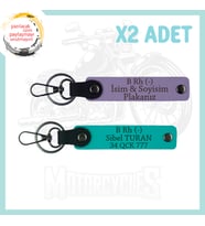 Mor Menekşe-Koyu Turkuaz, Motosiklete Özel, İsim Plaka ve B Rh (-) Kan Grubu, Acil Durum Anahtarlığı