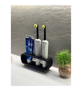 Pilli Ve Şarjlı Diş Fırçası Tutucu Stand Diş Macunluk Siyah (Tüm Modellere Uyumlu)