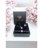 (ÖZEL KUTULU) 925 Ayar Gümüş Lotus Çiçeği 3 Lü Set Kolye Bileklik Yüzük