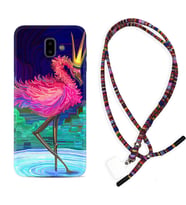 Samsung J6 Plus J7 Prime J7 Pro M20 Kılıf Boyun Asklı Rasta Silikon Queen Flamingo 1748