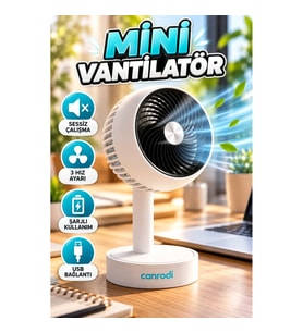 Sessiz Çalışan 3 Hız Ayarlı Şarjlı Mini El Fanı – USB Taşınabilir