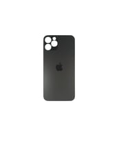 Uyumlu İphone 15 Pro Arka Kapak Lazer Kesim ( Pil Kapağı )  Cam - Titanyum Siyah