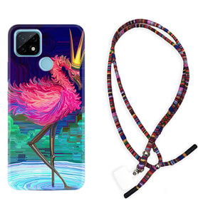 Realme C11 C21 C21Y C25Y C11 2021 Kılıf Boyun Asklı Rasta Silikon Queen Flamingo 1748