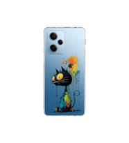 Redmi Note 12 Pro 5G ile Uyumlu Splash Kedi Tasarımlı Şeffaf Silikon Kılıf