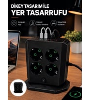 Dikey Priz Kulesi 8 AC Priz 4 USB 2 Type-C Çocuk Korumalı Güç Dağıtıcı