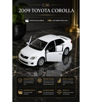 2009 Toyota Corolla Metal Model Araba 1:36 Ölçek Diecast Çek Bırak Beyaz Açılabilir Kapılı Oyuncak
