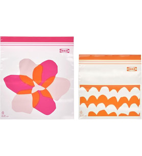 ISTAD kilitlenebilir buzdolabı poşeti, pembe-turuncu, 2,5 lt ve 1,2 lt, 50 adet