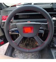 DİKİŞLİ DİREKSİYON KILIFI SİYAH DERİ KIRMIZI DİKİŞLİ FIAT TİPO İÇİN