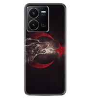 Vivo Y22 Kılıf Resimli Desenli Baskılı Silikon Kurt ve Ay Yıldız 1403
