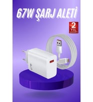 Beyaz Ultra Plus Hızlı Şarj Seti Şarj Adaptörü ve Kablosu 67W