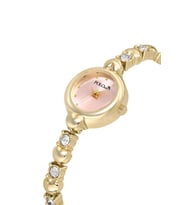 Polo Air Kalp Detaylı Kordon Lüx Taşlı Kadın Kol Saati Gold Pembe Renk PL-1618B4x